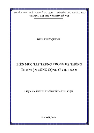 Biên mưu tập trung trong Hệ thông thư viện công cộng ở Việt Nam