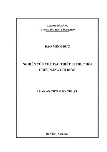 Nghiên cứu chế tạo thiết bị phục hồi chức năng chi dưới