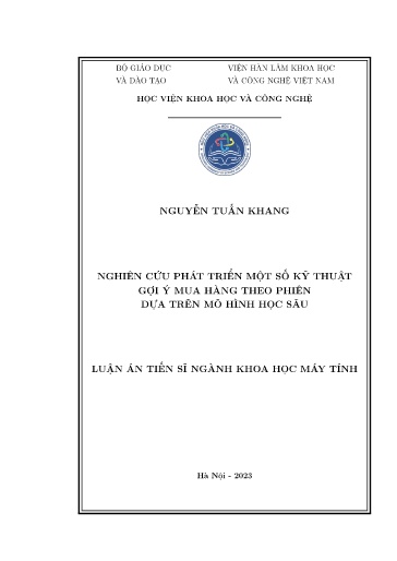 Nghiên cứu phát triển một số kỹ thuật gợi ý mua hàng theo phiên dựa trên mô hình học sâu
