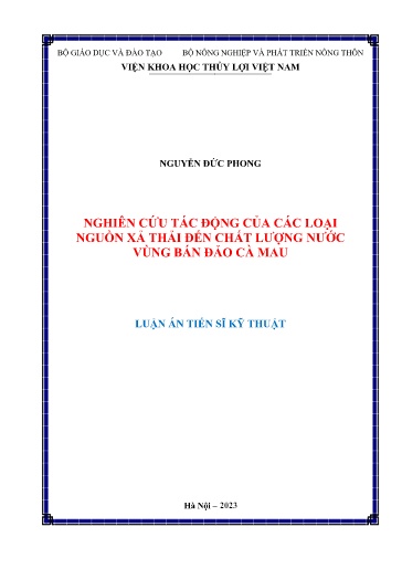 Nghiên cứu tác động của các loại nguồn xả thải đến chất lượng nước vùng Bán đảo Cà Mau